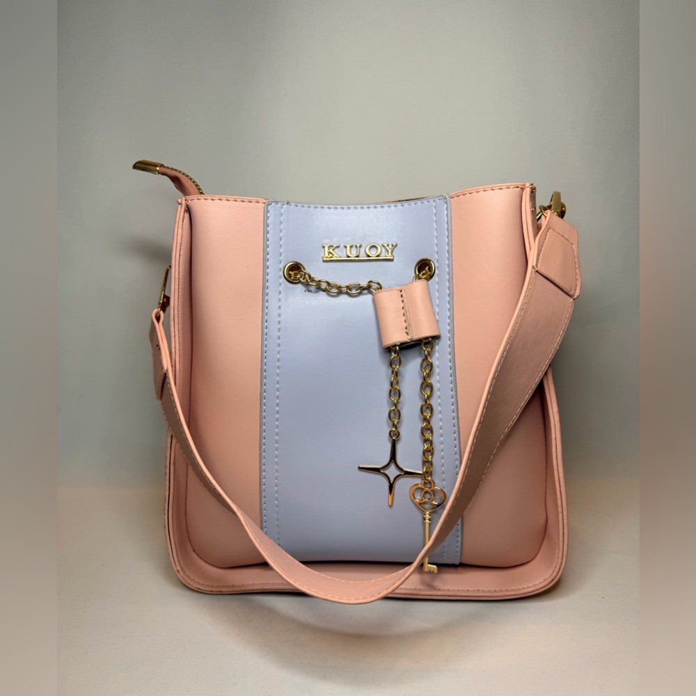 KUOY Vegan Leather Handbag: 3-Compartment Boho Shoulder Bag